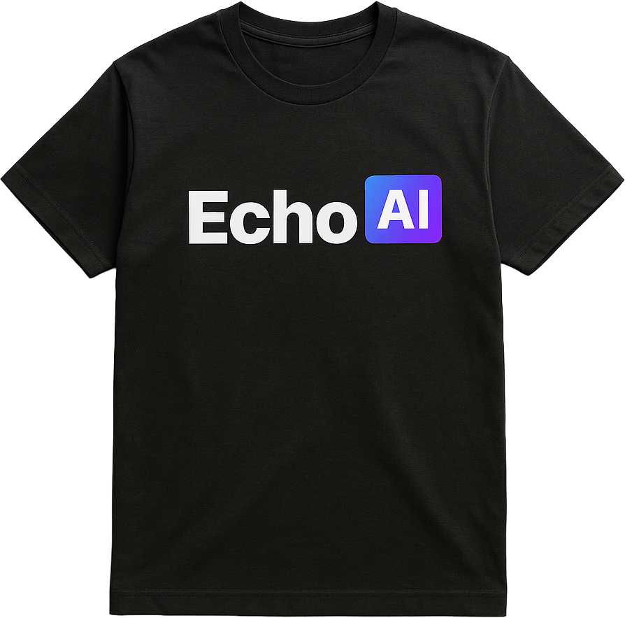 EchoAI T-Shirt - Black shirt with modern EchoAI logo